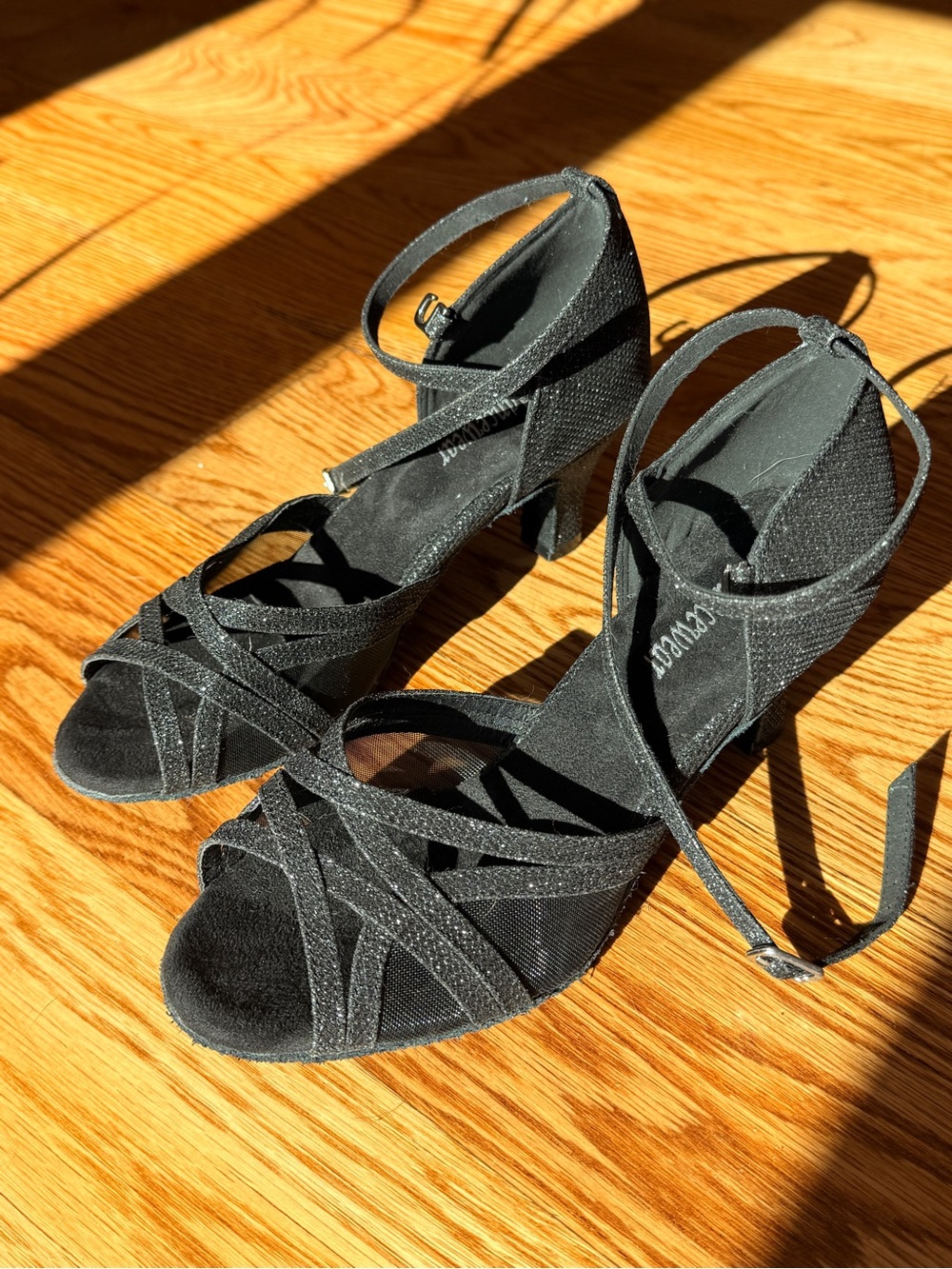 Latin Dance Shoes Black Suede 2 1/2” NEW